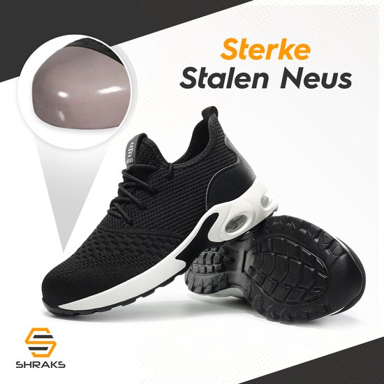 Shraks Safety Shoes - Chaussures de travail pour femmes et hommes - Steel Toe - Sneaker - Design respirant et léger - Taille 43