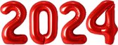 Folie Ballon Cijfer 2024 Oud En Nieuw Versiering Nieuw Jaar Feest Artikelen Happy New Year Decoratie Rood - XL Formaat