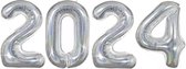 Ballon numéro 2024 pour décoration de réveillon du Nouvel An, fournitures de Fête du New An, Ballons de Happy année à Glitter Argent – XL