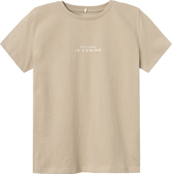 Name it t-shirt jongens - beige - NKMtemanno - maat 158/64