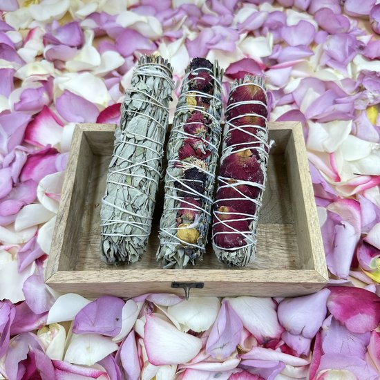 Smudge sticks - Witte Salie + Flower + Rose Pedals