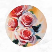 De Muurdecoratie - Muurcirkel rozen 90x90 cm - Schilderij bloemen - Levendig - Wandcirkels - Wanddecoratie rond - Decoratie slaapkamer - Schilderijen woonkamer