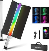 Neewer® - RGB LED Light Stick - App Control, Metal Power Cutters, 360° Colors, 16W, 2500K-10000K, CRI97, 17 Scenes, LCD Display, 2600mAh