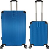 SB Travelbags 2 delige bagage kofferset 4 dubbele wielen trolley - Blauw - 75cm/55cm