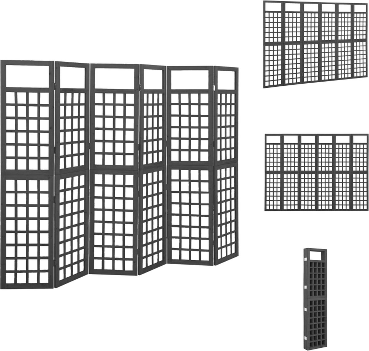 VidaXL Trellis Vurenhout 242.5 x 180 cm zwart Kamerscherm