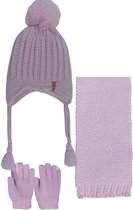 Kitti 3-Delig Winter Set | Muts (Beanie) met Fleecevoering - Sjaal - Handschoenen | 1-4 Jaar Meisjes | K23160-06-03 | Pink