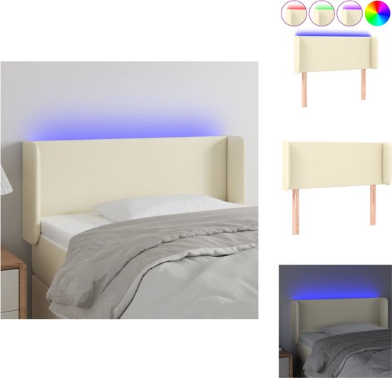 vidaXL Hoofdbord LED Verstelbaar - 93x16x78/88 cm - Crème - Bedonderdeel