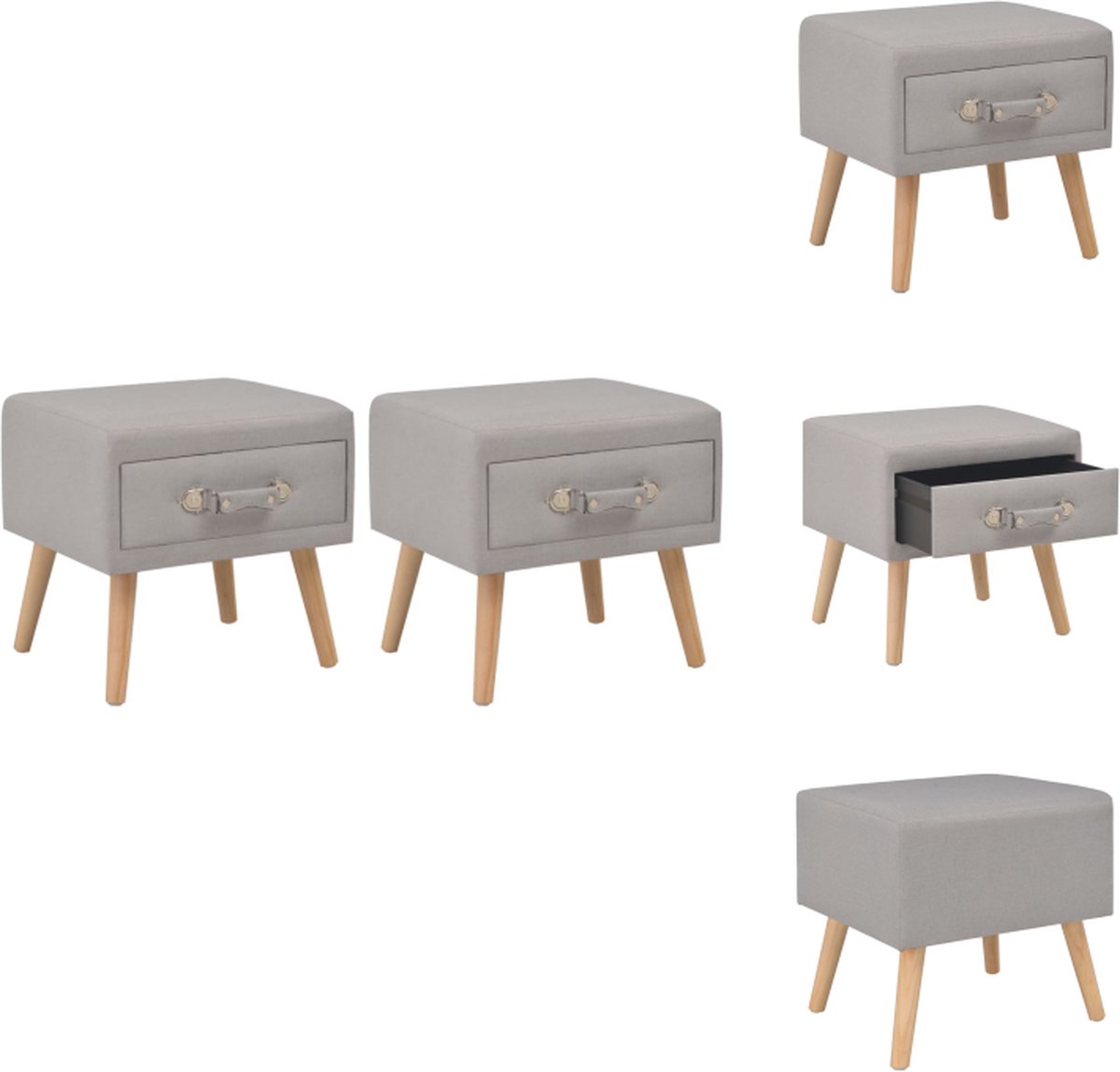 VidaXL Nachtkastjes Nachtkastjes 40x35x40 cm Met lade Grijs Kast