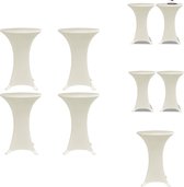 vidaXL Statafelhoes - Stretchstof - Geschikt voor tafels tot 120cm - Crème - Set van 4 - Tuinmeubelhoes