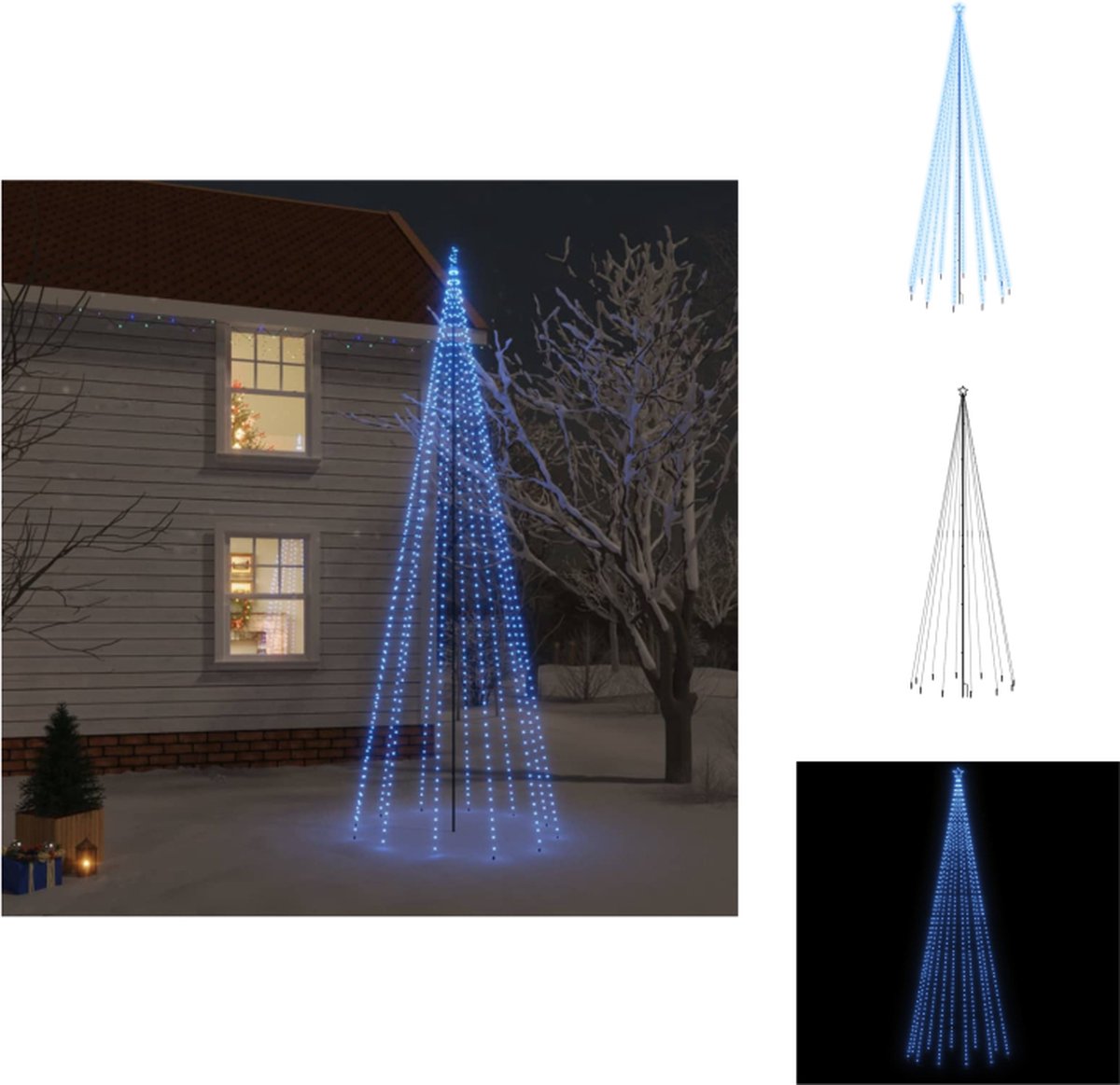 vidaXL Kerstboom LED Verlichting - 160 x 500 cm - Blauw - 732 LEDs - Decoratieve kerstboom