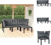 vidaXL Loungeset PE-rattan - Hoekstoel - enkele stoel - voetenbank - Zwart - 55x55cm - Comfortabel - Tuinset