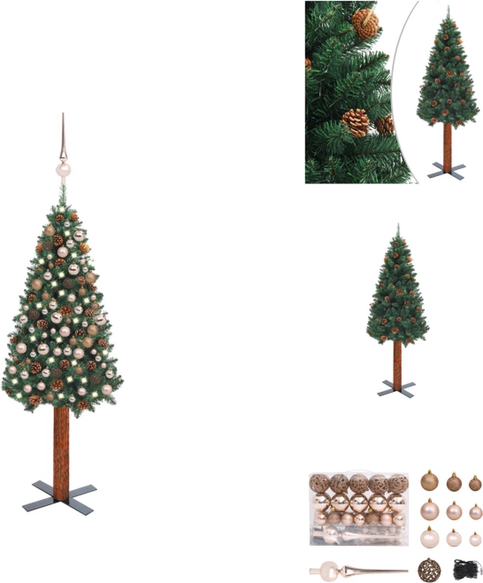 vidaXL Kerstboom Nordmann - Kunstkerstboom 210 cm - Inclusief LED-verlichting - Decoratieve kerstboom