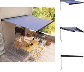 vidaXL Uittrekbare luifel - 450 cm - aluminium frame - polyester stof - blauw/wit - handbediend - Vensterzonwering