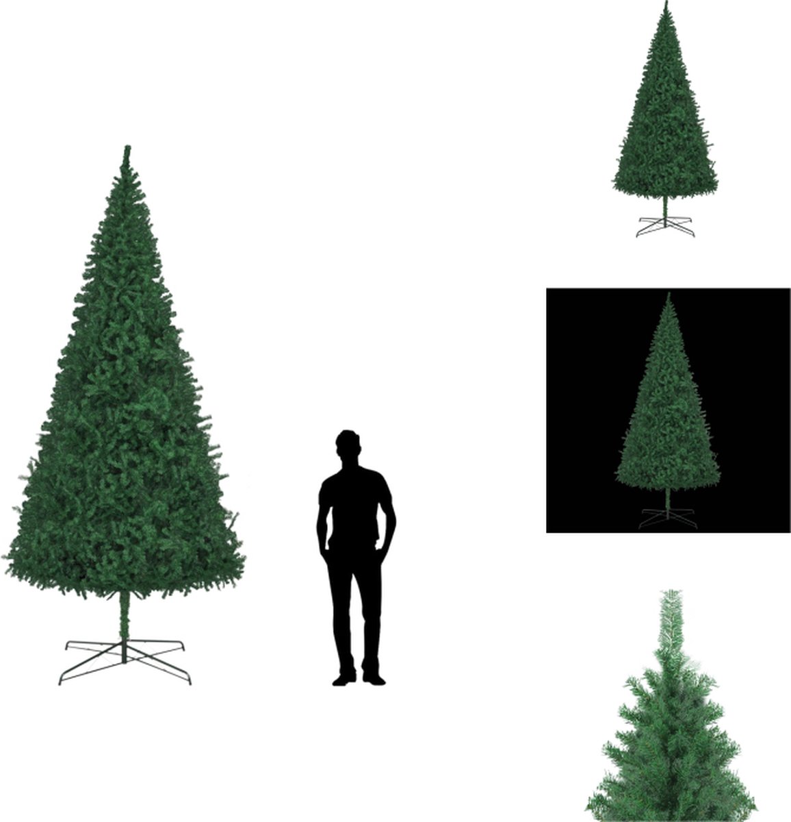 vidaXL Kunstkerstboom - Extra Groot - 400 cm - Groen - PVC - Stalen Basis - Decoratieve kerstboom