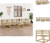 vidaXL Loungeset Grenenhout - Hoekbank 64x64x70 cm - Middenbank 60x64x70 cm - Tafel/Voetenbank 60x60x36.5 cm - Groen Geïmpregneerd - Tuinset