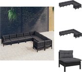 vidaXL Loungeset Grenenhout - Zwart - Hoek/middenbank- 63.5 x 63.5 x 62.5 cm - Kussens- 60 x 60 x 5 cm - Montage vereist - Tuinset