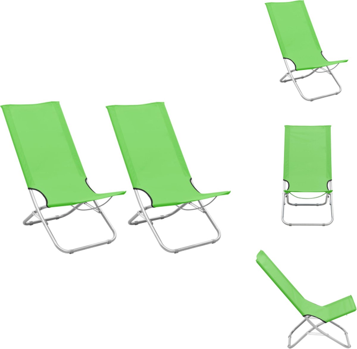 VidaXL Strandstoel Camping Oxford stof 48 x 82 x 84 cm Groen Tuinstoel