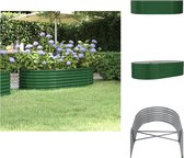 vidaXL Ovale Plantenbak - Gepoedercoat Staal - 152 x 80 x 36 cm - Groen - Bloempot