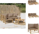 vidaXL Bamboe Tuinset - Modulair ontwerp - Duurzaam materiaal - Comfortabele zit - Praktische tafel - Tuinset