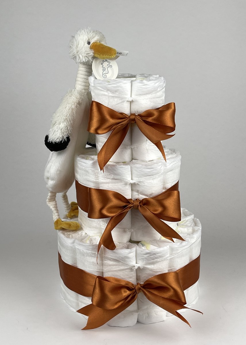 Goedkoopste Chouette-Chouette | Luiertaart Neutraal | Kraamcadeau | Geboorte Jongen Meisje | Babyshower | Tuttle Stork Sky Koper