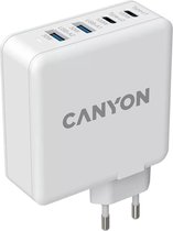 Canyon H-100 GaN PD Oplader - 4 in 1 Voedingsadapter - 100W Uitgang - 4 USB/USB-C Poorten - Wit