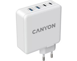 Canyon H-100 GaN PD Oplader - 4 in 1 Adapter - Super Snel Laden 100W - USB-A - USB-C - Geschikt voor MAC, Windows, iPhone, Android - Wit