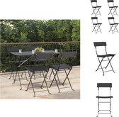 vidaXL Chaises bistrot - Pliable - Zwart - 40x45x79 cm - Rotin PE et acier enduit de poudre - Chaise de jardin