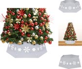 vidaXL Kerstboomkraag Metalen Zilver en Wit - 52.5 cm Bovenkant - 68 cm Onderkant - 25 cm Hoogte - Sneeuwvlokkenprint - Montage vereist - Kerstboomrok