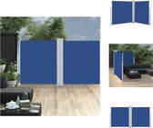 vidaXL Zijluifel Uittrekbaar - 140 x (0-600) cm - Blauw Polyester PU-Coating - Parasol