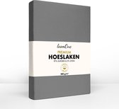 Loom One Premium Hoeslaken – 97% Jersey Katoen / 3% Lycra – 180x200 cm – tot 25cm matrasdikte– 200 g/m² – voor Boxspring-Waterbed - Antraciet