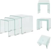 vidaXL Ensemble de tables d'appoint - Verre de sécurité trempé transparent - 3 pièces - 42 x 42 x 41,5 cm - 36 x 36 x 38,5 cm - 30 x 30 x 36 cm - Verre de 8 mm d'épaisseur - Table