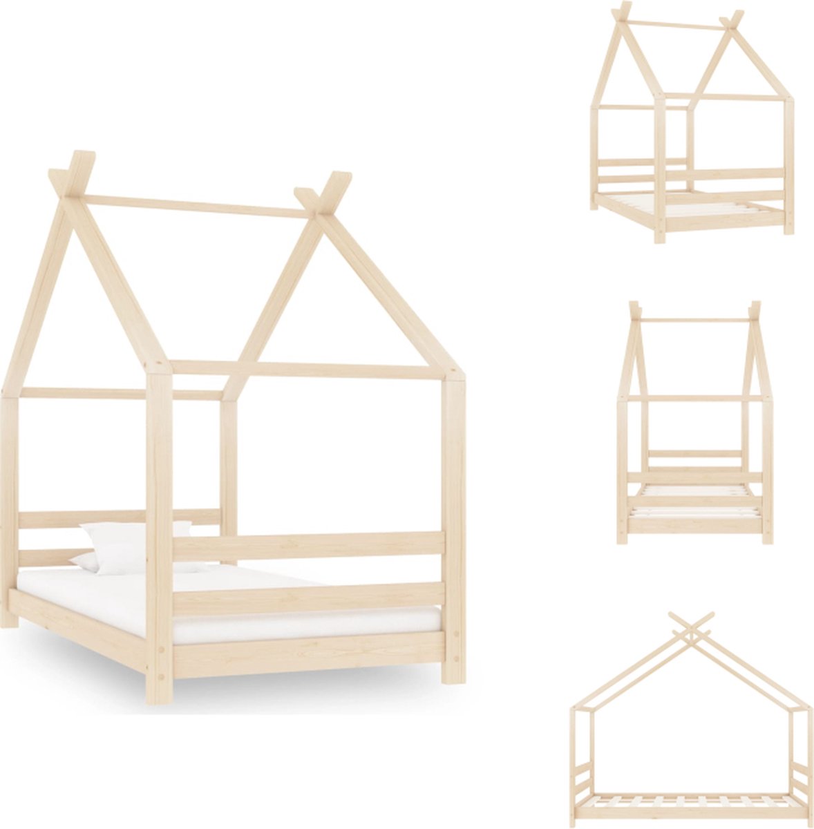 VidaXL Houten Bedframe Boomhutstijl 166 x 88 x 147.5 cm massief grenenhout matras 80 x 160 cm Bed