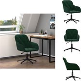vidaXL Chaise de bureau pivotante - Velours vert foncé - 56 x 61,5 x (72-80) cm - Rotatif à 360 degrés - Hauteur réglable - Chaise de bureau