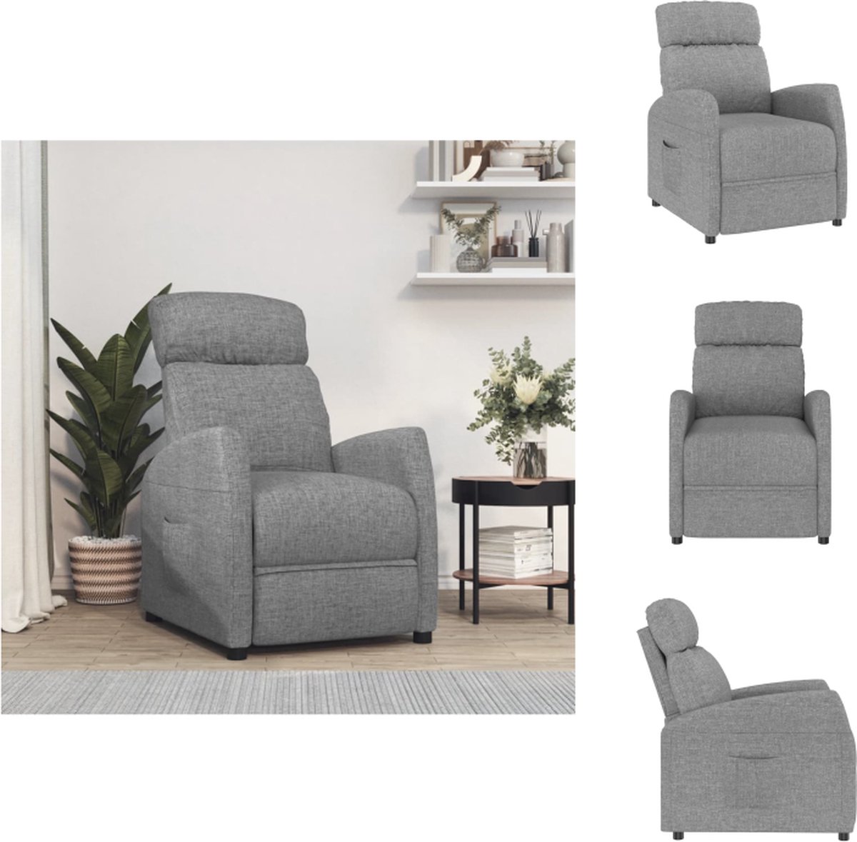 VidaXL Fauteuil Hoge Rug Stof Lichtgrijs 67 x 86 x 100 cm 100% polyester Fauteuil