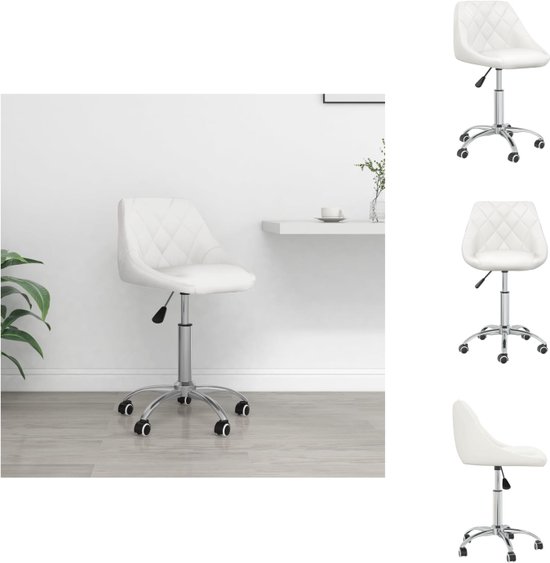 vidaXL Chaise de bureau pivotante - Wit - 46 x 44 x (67,5-79) cm - Acier chromé et simili cuir - Chaise de bureau