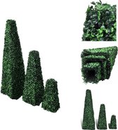 vidaXL Buxus Set - Piramidevormig - Kunststof - Gemengd groen - 3 stuks - Kunstplant