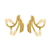 Behave Dames oorknoppen goud-kleur met parels 2,5cm