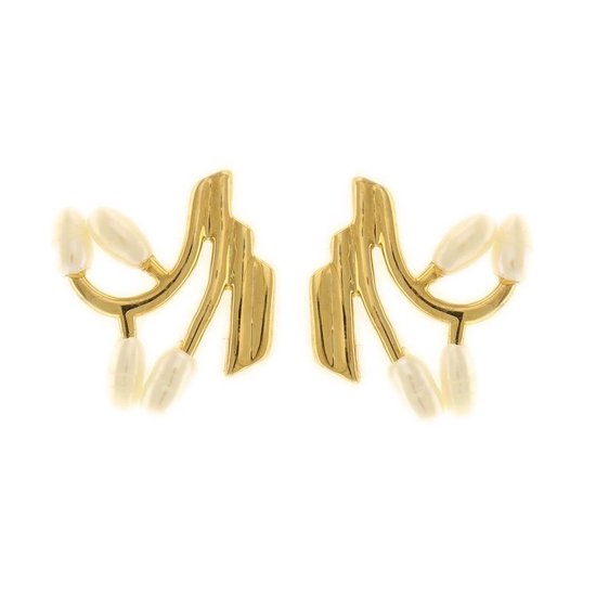 Behave Dames oorknoppen goud-kleur met parels 2,5cm