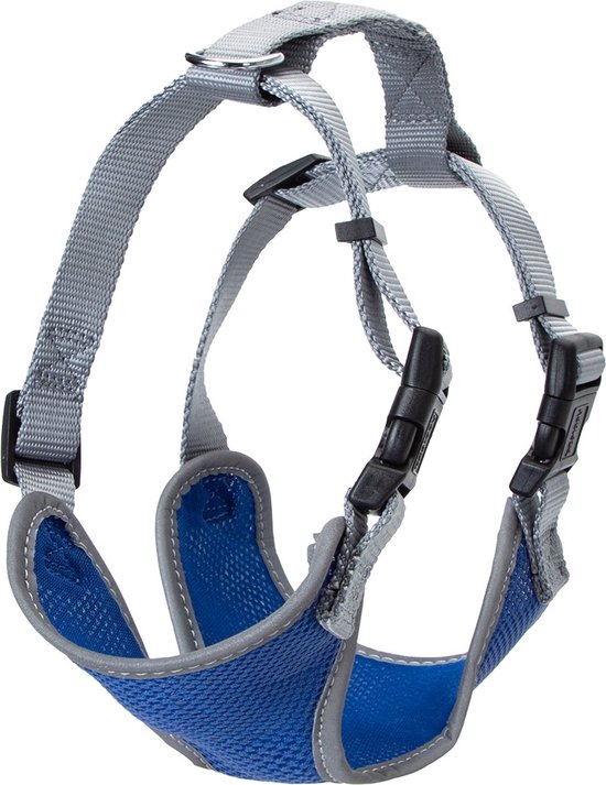 Nobleza Hondentuig - Borsttuig - H-model - luchtdoorlatend - reflecterend - mesh stof - Nylon - verstelbaar - M - Blauw