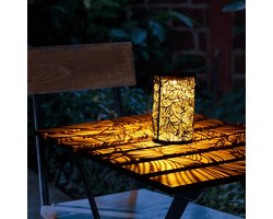 RexTech Solar tuinverlichting lantaarn Eron - Tafellamp en hanglamp - Warm wit licht - Bijzonder lichteffect - Buitenlamp op zonne-energie - Draagbaar - Metaal