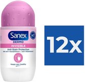 Sanex Deo Roller - Dermo Invisible Anti White Marks - 12 x 50 ml
