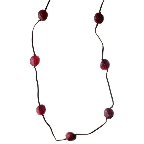 Behave Long collier de perles marron avec perles rose violet 100 cm