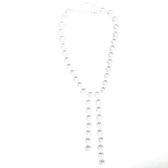 Behave Dames ketting zilver kleur met stenen en hangers 47 cm