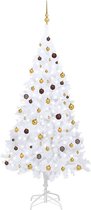vidaXL - Kunstkerstboom - met - verlichting - en - kerstballen - 240 - cm - wit