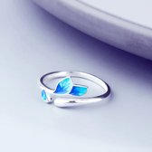 Umbra Flore - Ring met blaadjes - Blauwe blaadjes - Verstelbaar
