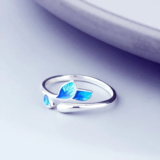 Umbra Flore - Ring met blaadjes - Blauwe blaadjes - Verstelbaar