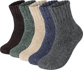 5 paar merinowollen sokken heren dikke thermische sokken winter antislip sokken katoen warme ademende wol mannen café blauw beige EU 38-45
