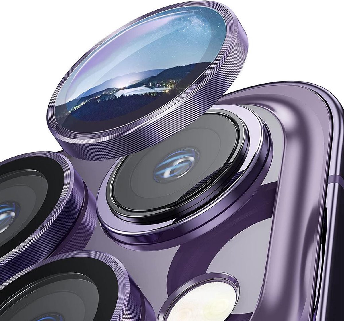 2-PACK | iPhone 15 PRO Camera Lens Protector | (Kleur Paars) | Duurzaam Gehard Glas - Krasbestendig en Ultra-Transparant - Eenvoudige Installatie!