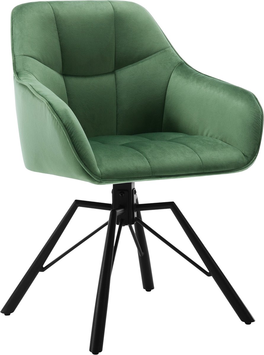 BukkitBow Eetkamerstoel / Keukenstoel - Dik gevoerde Velvet/Fluweel Stoel - 360 Graden Draaibaar - Zithoogte 48CM - Donker Groen