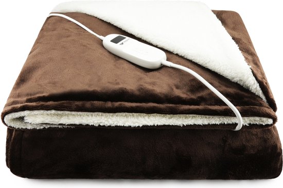 Rockerz Elektrische deken - Warmtedeken - Elektrische bovendeken - XL formaat (200 x 180 cm) - 2 persoons - Kleur: Bruin